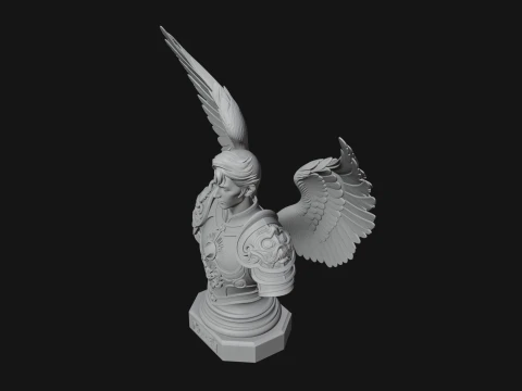 Winged Angel Man Bust Statue Design 4 - 3D Print Model 3D Print Model