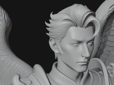Winged Angel Man Bust Statue Design 4 - 3D Print Model 3D Print Model