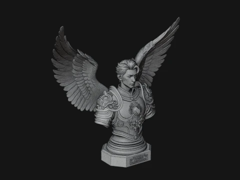 Winged Angel Man Bust Statue Design 4 - 3D Print Model 3D Print Model