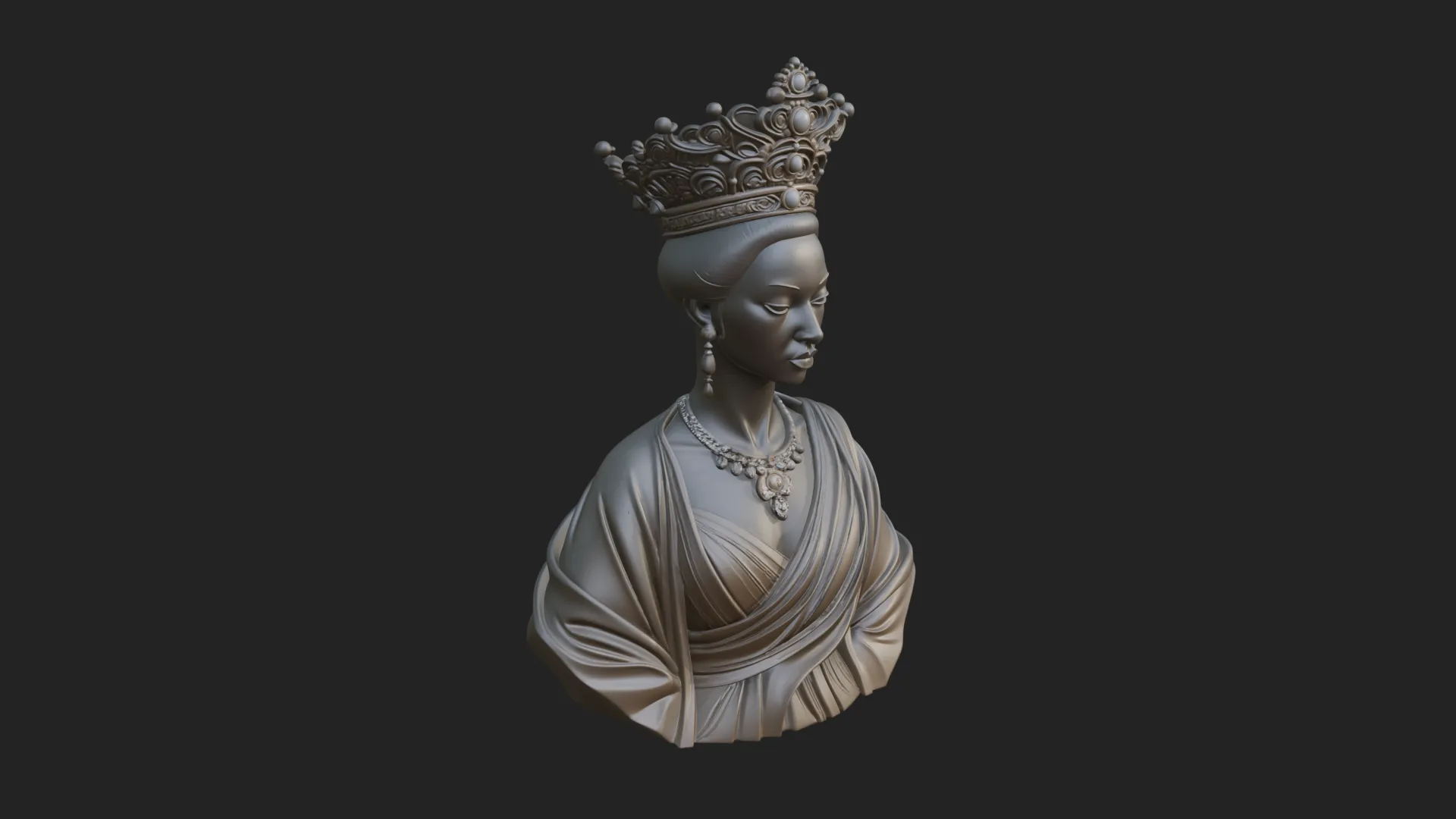 African Queen Bust Statue Design 10 - 3D Print Model 3D Print Model .c4d .max .obj .3ds .fbx .stl .blend 