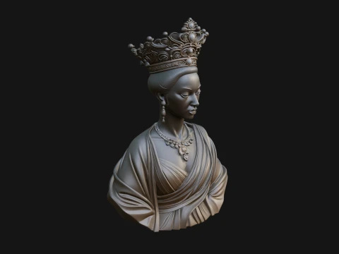 African Queen Bust Statue Design 10 - 3D Print Model Modello di stampa 3D