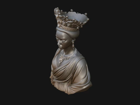 African Queen Bust Statue Design 10 - 3D Print Model 3D Print Model