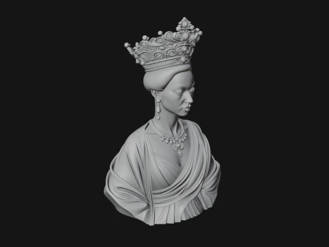African Queen Bust Statue Design 10 - 3D Print Model 3D Print Model