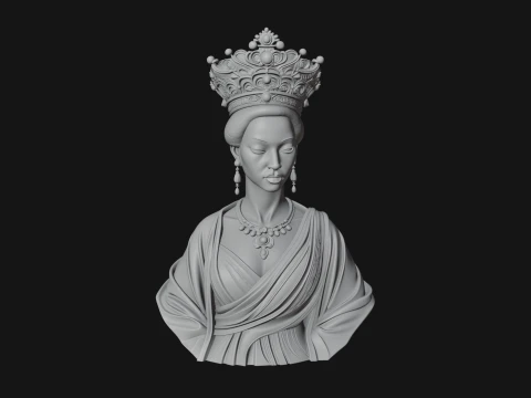 African Queen Bust Statue Design 10 - 3D Print Model 3D Print Model