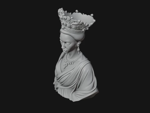 African Queen Bust Statue Design 10 - 3D Print Model 3D Print Model