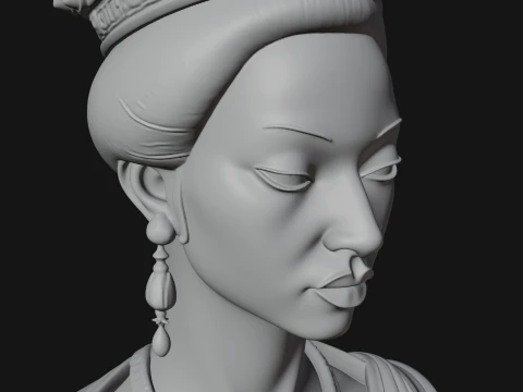 African Queen Bust Statue Design 10 - 3D Print Model 3D Print Model