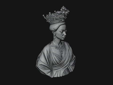 African Queen Bust Statue Design 10 - 3D Print Model 3D Print Model