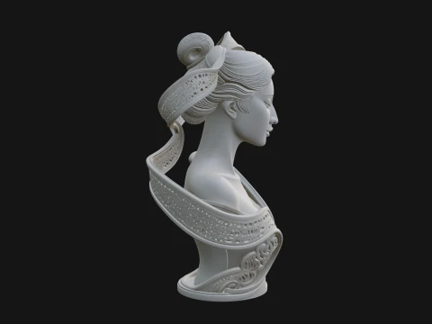Ethereal Lace Woman Bust Statue Design 7 - 3D Print Model 3D Print Model