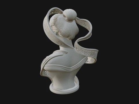 Ethereal Lace Woman Bust Statue Design 7 - 3D Print Model 3D Print Model