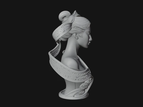 Ethereal Lace Woman Bust Statue Design 7 - 3D Print Model 3D Print Model