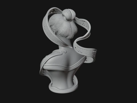 Ethereal Lace Woman Bust Statue Design 7 - 3D Print Model 3D Print Model