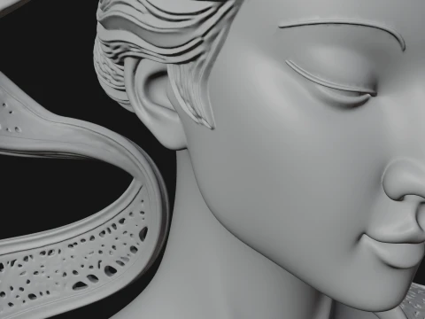 Ethereal Lace Woman Bust Statue Design 7 - 3D Print Model 3D Print Model