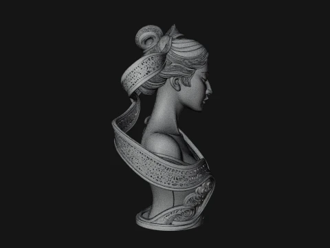 Ethereal Lace Woman Bust Statue Design 7 - 3D Print Model 3D Print Model