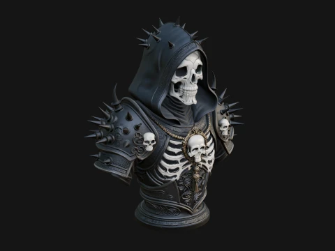 Hooded Skeleton Reaper Bust Statue Design 15 - 3D Print Model 3D Print Model