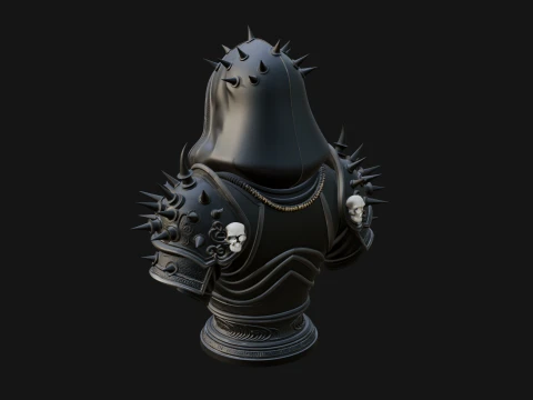 Hooded Skeleton Reaper Bust Statue Design 15 - 3D Print Model 3D Print Model