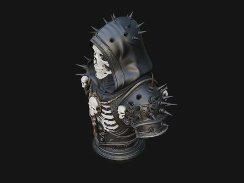 Hooded Skeleton Reaper Bust Statue Design 15 - 3D Print Model 3D Print Model