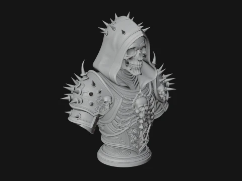 Hooded Skeleton Reaper Bust Statue Design 15 - 3D Print Model 3D Print Model
