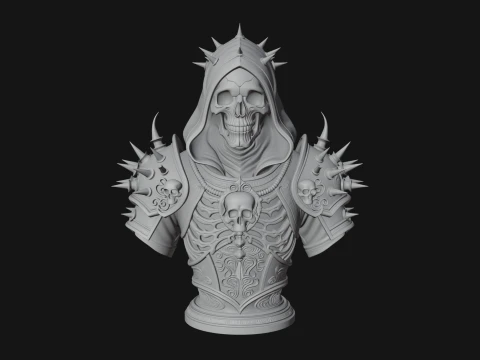 Hooded Skeleton Reaper Bust Statue Design 15 - 3D Print Model 3D Print Model