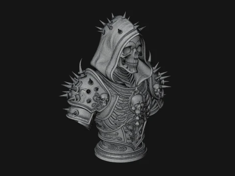 Hooded Skeleton Reaper Bust Statue Design 15 - 3D Print Model 3D Print Model
