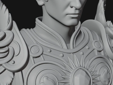 Winged Chinese General Bust Statue Design 2 - 3D Print Model 3D Print Model