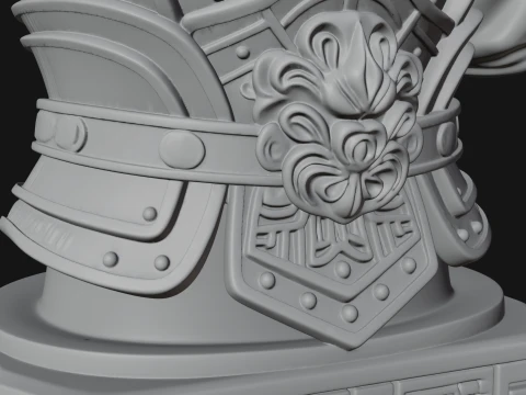 Winged Chinese General Bust Statue Design 2 - 3D Print Model 3D Print Model