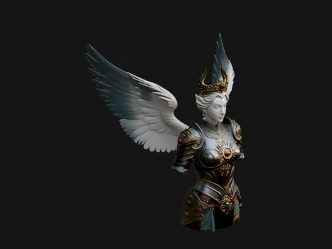 Winged Angel Warrior Bust Statue Design 9 - 3D Print Model 3D Print Model