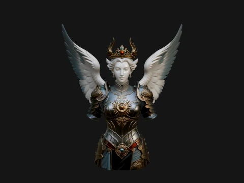 Winged Angel Warrior Bust Statue Design 9 - 3D Print Model 3D Print Model