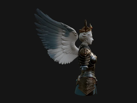 Winged Angel Warrior Bust Statue Design 9 - 3D Print Model 3D Print Model