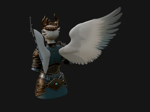 Winged Angel Warrior Bust Statue Design 9 - 3D Print Model 3D Print Model