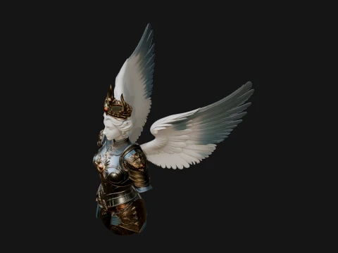 Winged Angel Warrior Bust Statue Design 9 - 3D Print Model 3D Print Model