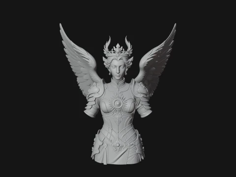 Winged Angel Warrior Bust Statue Design 9 - 3D Print Model 3D Print Model