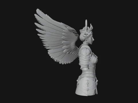 Winged Angel Warrior Bust Statue Design 9 - 3D Print Model 3D Print Model