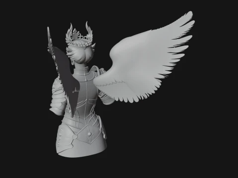 Winged Angel Warrior Bust Statue Design 9 - 3D Print Model 3D Print Model