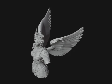 Winged Angel Warrior Bust Statue Design 9 - 3D Print Model 3D Print Model