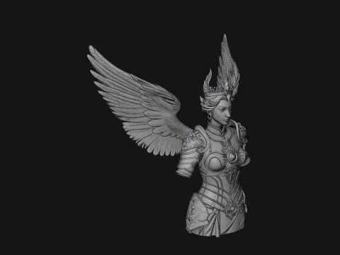 Winged Angel Warrior Bust Statue Design 9 - 3D Print Model 3D Print Model