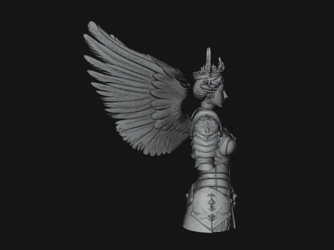 Winged Angel Warrior Bust Statue Design 9 - 3D Print Model 3D Print Model