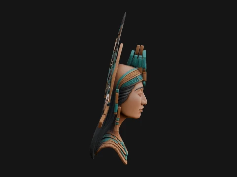 Feathered Headdress Woman Bust Statue Design 7 - 3D Print Model 3D Print Model