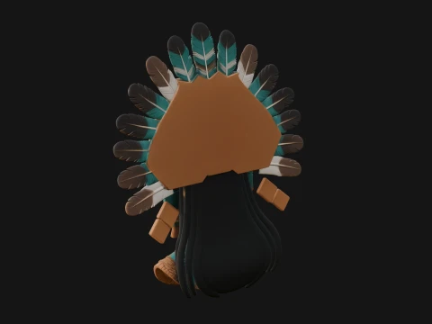 Feathered Headdress Woman Bust Statue Design 7 - 3D Print Model 3D Print Model
