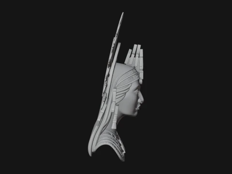 Feathered Headdress Woman Bust Statue Design 7 - 3D Print Model 3D Print Model