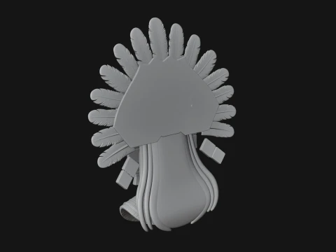 Feathered Headdress Woman Bust Statue Design 7 - 3D Print Model 3D Print Model