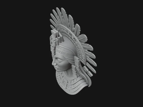 Feathered Headdress Woman Bust Statue Design 7 - 3D Print Model 3D Print Model