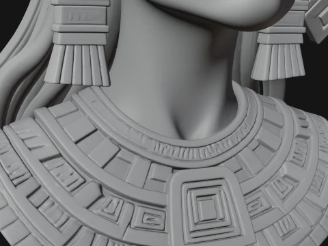 Feathered Headdress Woman Bust Statue Design 7 - 3D Print Model 3D Print Model