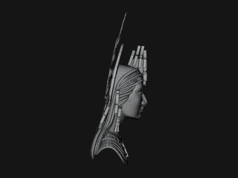 Feathered Headdress Woman Bust Statue Design 7 - 3D Print Model 3D Print Model