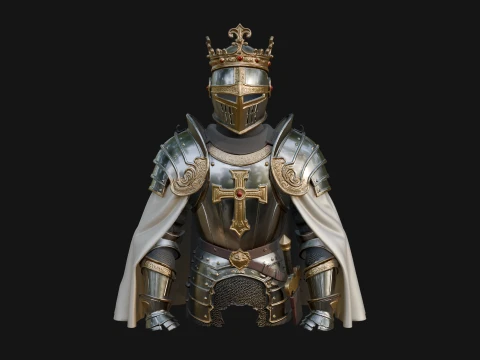 Crusader Knight Bust Statue Design 9 - 3D Print Model 3D Print Model