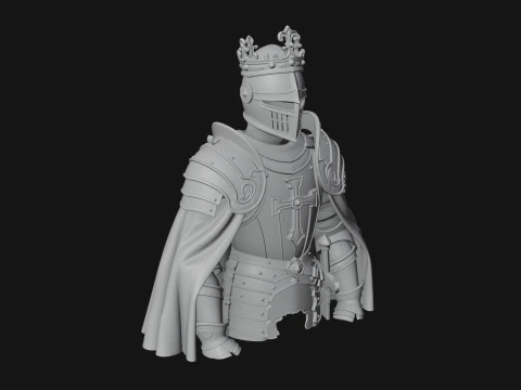 Crusader Knight Bust Statue Design 9 - 3D Print Model 3D Print Model