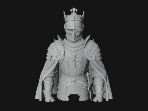 Crusader Knight Bust Statue Design 9 - 3D Print Model 3D Print Model