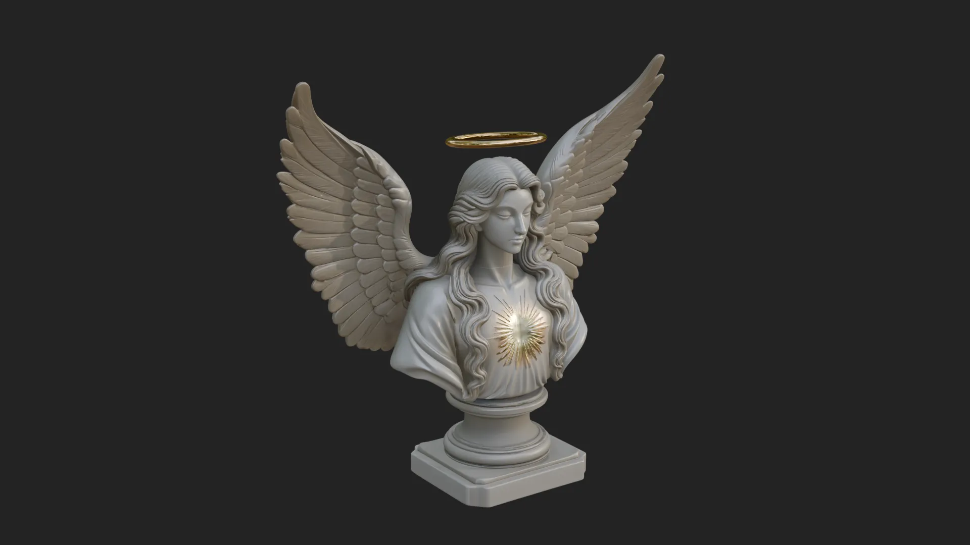 Winged Angel Woman Bust Statue Design 4 - 3D Print Model 3D Print Model .c4d .max .obj .3ds .fbx .stl .blend 