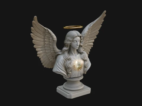 Winged Angel Woman Bust Statue Design 4 - 3D Print Model Modello di stampa 3D