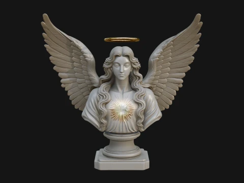 Winged Angel Woman Bust Statue Design 4 - 3D Print Model 3D Print Model