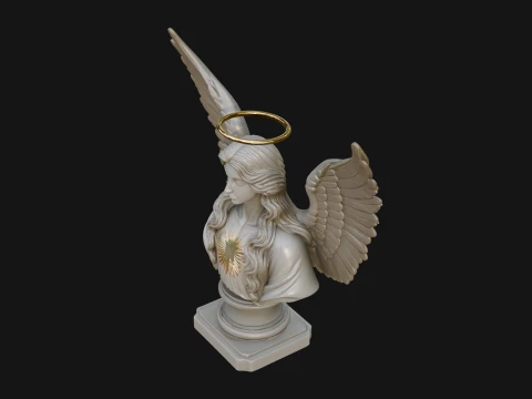 Winged Angel Woman Bust Statue Design 4 - 3D Print Model 3D Print Model